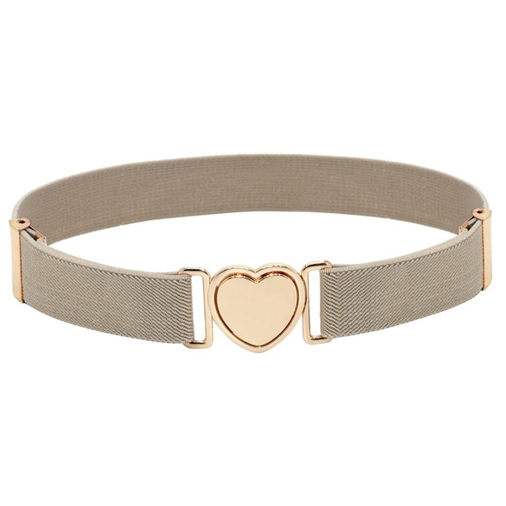 Canvas Girl Solid Color Waist Belt Punch-free Waistband Children Stretch Belts Heart Shape Buckle