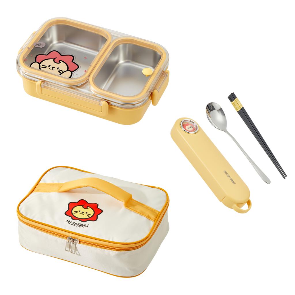 WORTHBUY 1000Ml 304 Stainless Steel Divided Bento Lunch Box ,Portable Large Capacity Leak-proof Food Container For Students