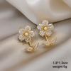 New Fashion Flower Hanging Earrings for Women Pink White Translucent Petals Crystal Imitation Pearl Female Dangle Earrings