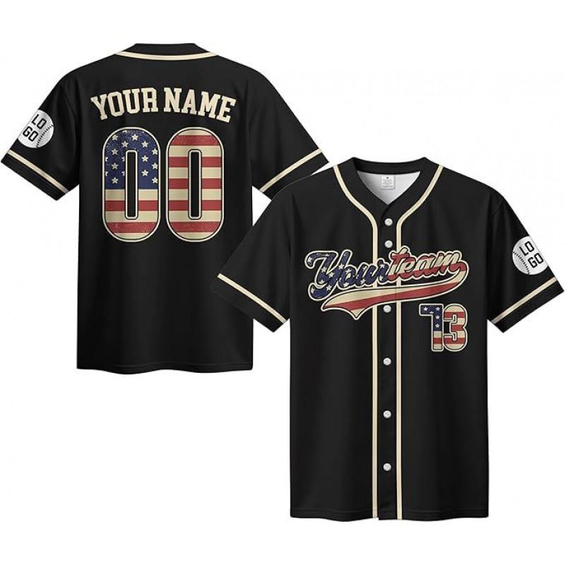 2026 Mens Short Sleeve Baseball Jersey Button Front Printed Sports Top