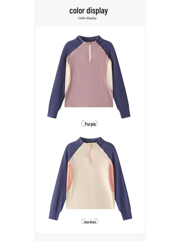 25 Новых спортивных футболок с длинным рукавом для девочек в стиле колор-блок - Модные базовые вещи для повседневной носки весной/осенью