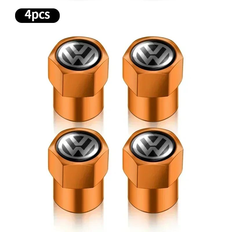 For VW 4PCS Aluminum Alloy Car Wheel Tire Valve Caps For Volkswagen VW GTI R Line R32 Touareg Passat Polo Jetta MK4 Auto Accessories EN1