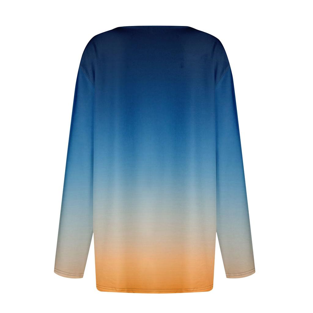 Женская модная повседневная футболка с v-образным вырезом и длинными рукавами и декоративными пуговицами, топ