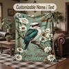 Birds Theme Throw Blanket Custom Name Text Personalized Blanket Soft Cozy Blanket for Home Sofa Bed