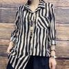 Женские винтажные рубашки с принтом в полоску зебры, повседневные рубашки с длинным рукавом, свободные женские топы, рубашка