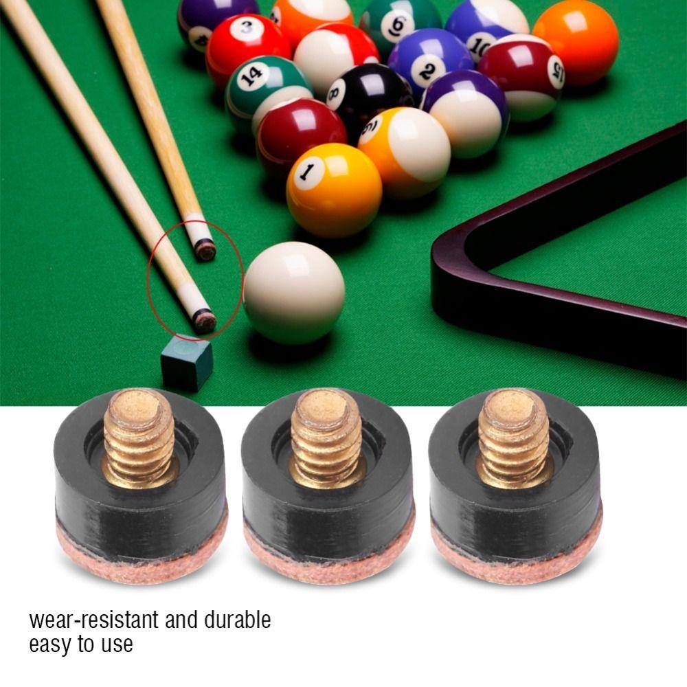 10pcs Screw-in Ferrules Pool Cue Tips Leather Iron Billiards Cue Tip Plastic Screw-on Tips Replacement Parts