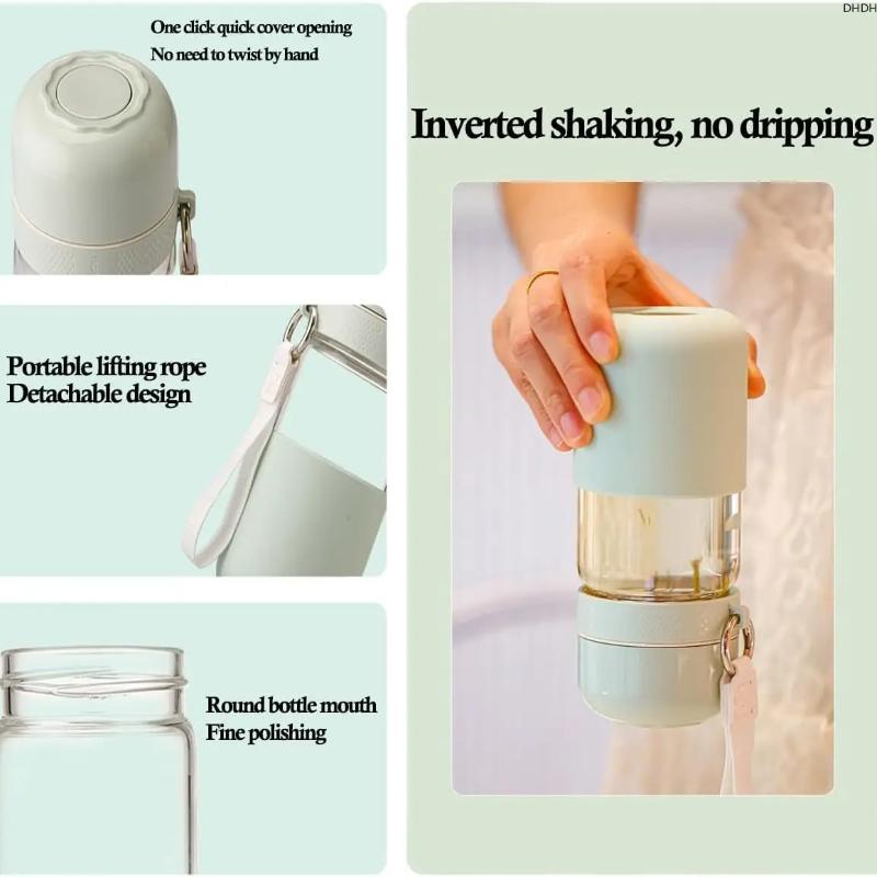 360ml Borosilicate Glass Coffee Cup Mini Quick-Open Portable Glass Mug Filtered Water Bottle for Travel and Sports