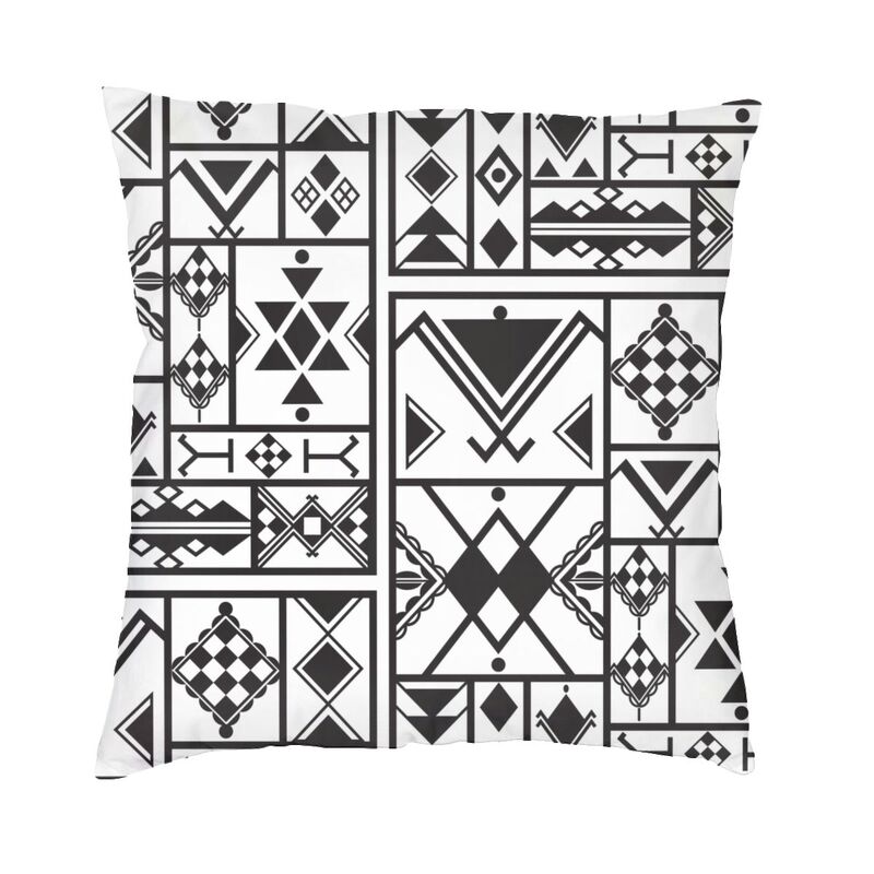 Amazigh Kabyle Berber Motifs Throw Pillow Case Bedroom Decoration Morocco Africa Geometric Cushion Cover Sofa Chair Pillowslip
