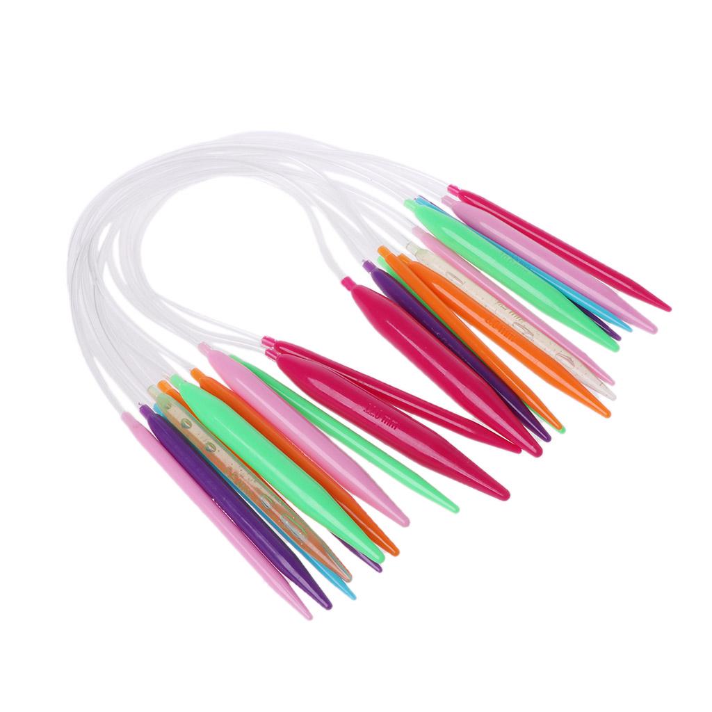 12x Plastic Circular Knitting Needle Crochet Set Craft Multicolor Tube 40cm 80cm