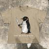 Flight Was Never An Option Penguin Streetwear Print Mens T Shirt Cotton Tee Women Summer Oversized Loose Funny Novelty Harajuku