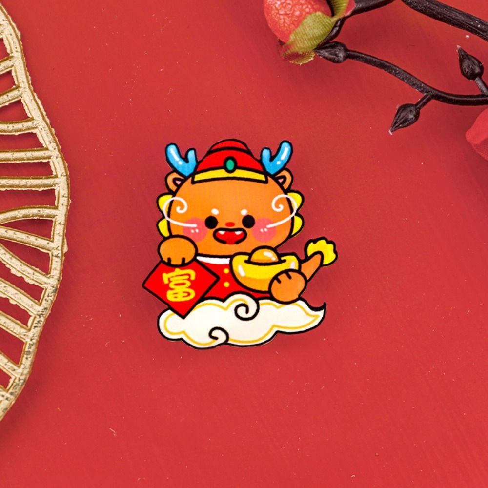 Lucky Lion Dance Brooch Loong Chinese Style Pin Jewelry New Year Badge  Skirts