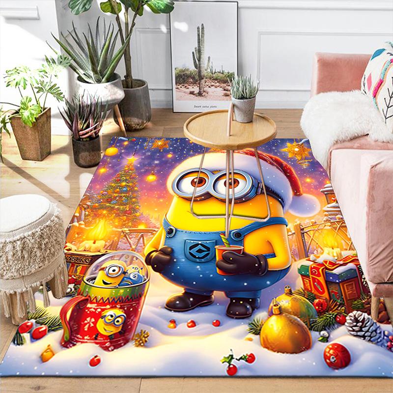 1Pc Christmas Minion Celebration Rug Office Carpet Indoor Outdoor Doormat Nonslip Soft And Comfortable Living Room Christmas Halloween Gift D91844