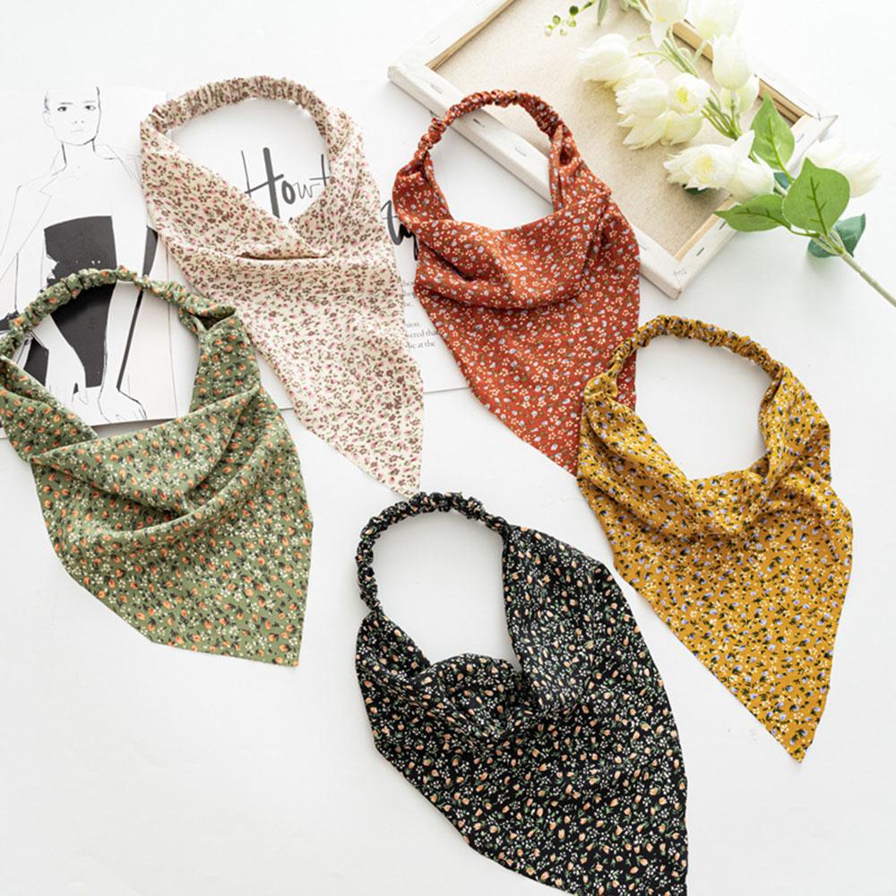 Floral Print Cloth Women Floral Turban Hair Accessories Triangle Hair Headband Elastic Headband