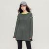 Spring and Autumn Knitted Color blocked Longsleeved T-shirt for Women