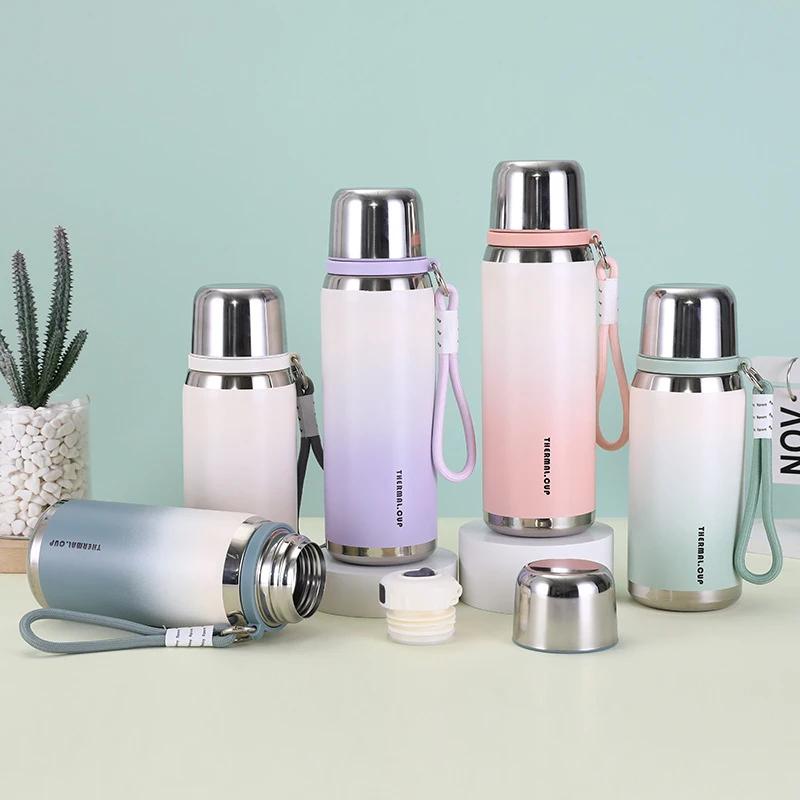 Термос из нержавеющей стали, герметичный, большой емкости, для воды, портативный, спортивный, для отдыха на природе, 600/800 мл, кофейные чашки