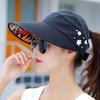 Beaded Flower Decor Visor Hats Trendy Solid Color Summer Sun Hat Foldable UV Protection Visors for Women Girls Outdoor