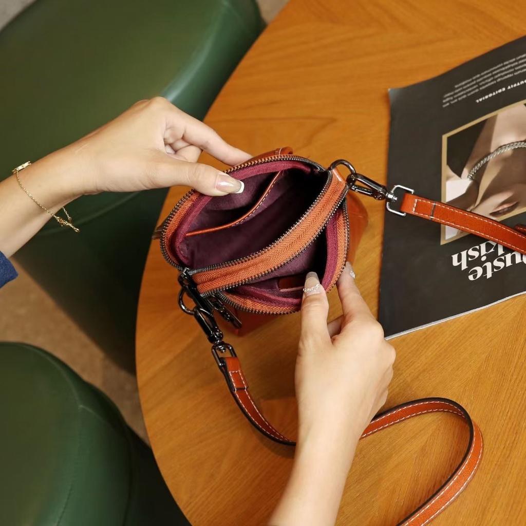 Женская модная маленькая сумка на одно плечо из масляно-вощеной кожи, сумка для мобильного телефона, мягкая кожаная сумка-мешок, универсальная сумка-мессенджер