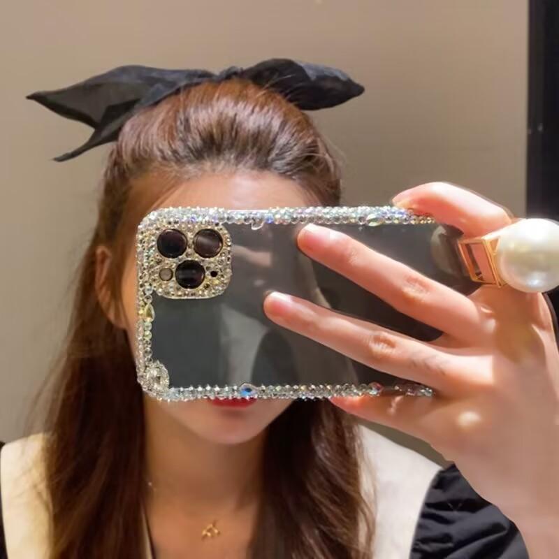 Для iPhone15 14 13 12 11 Pro Max X XR XS Прозрачный все включено устойчивый к падению мягкий силиконовый защитный чехол для телефона с бриллиантами Goddess Luxury Flash