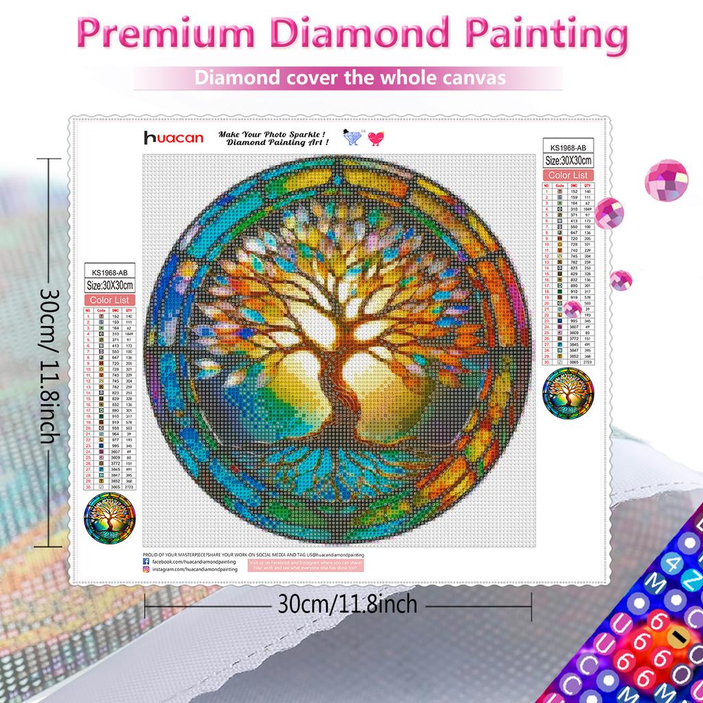 HuaCan Diamond Painting DIY Kit Lanscape Butterfly Picture Full Round Drill Mosaic Tree Paintings Rhinestone Embroidery Art Craft Home Wall Decor