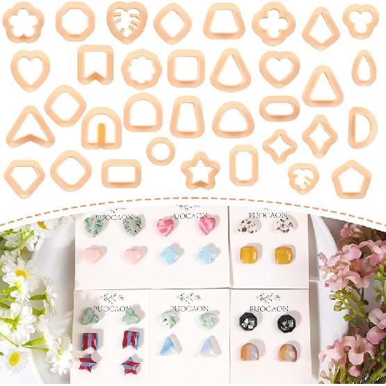 Набор из 9 шт. выемок для полимерной глины Puocaon 'Бабочка' и 'Гриб' в стиле Cottage Core - для сережек из полимерной глины, Сказочная моль в деревенском стиле