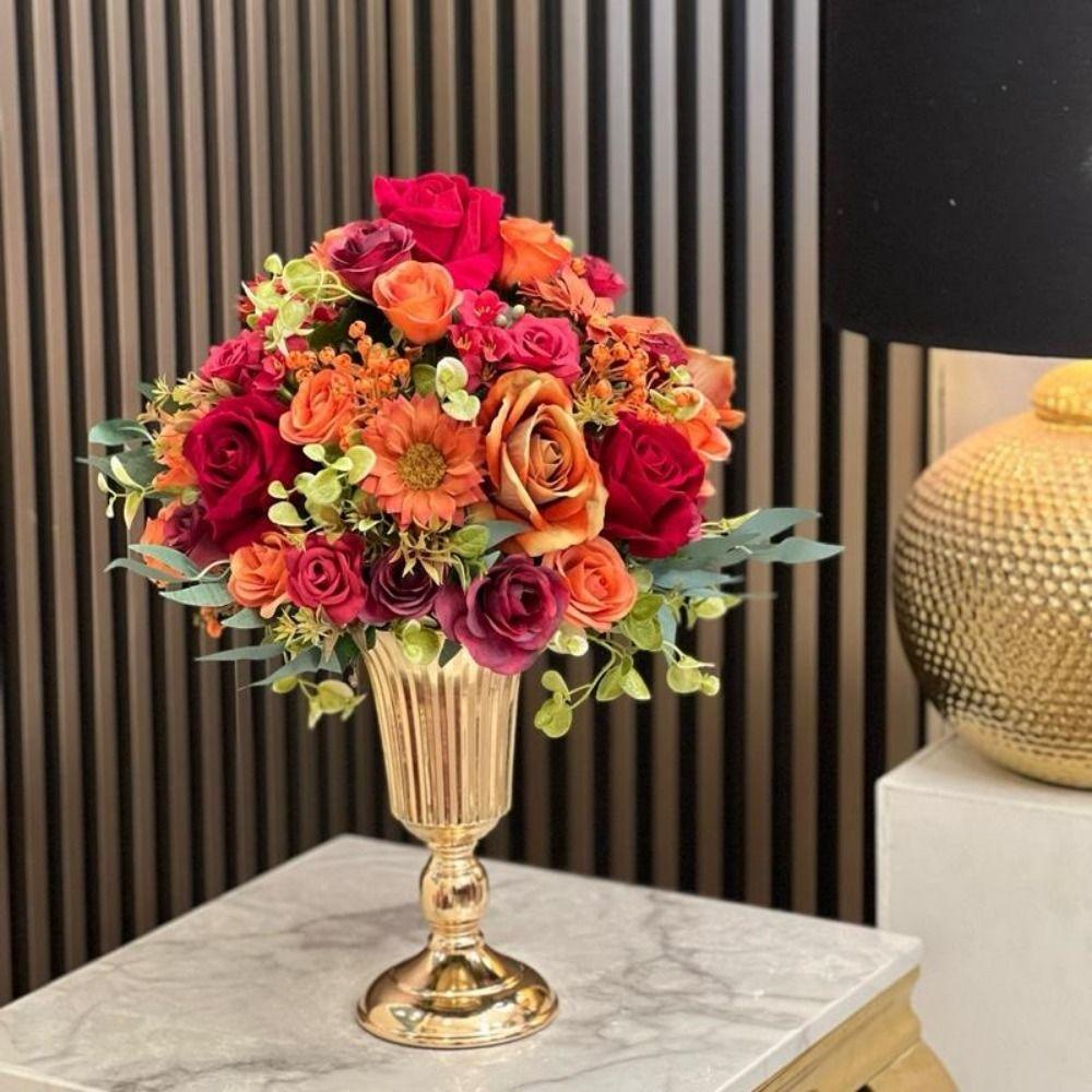 Металлическая подставка для цветов Золотая Художественная Ваза для цветов Креативный подсвечник Для центральных элементов