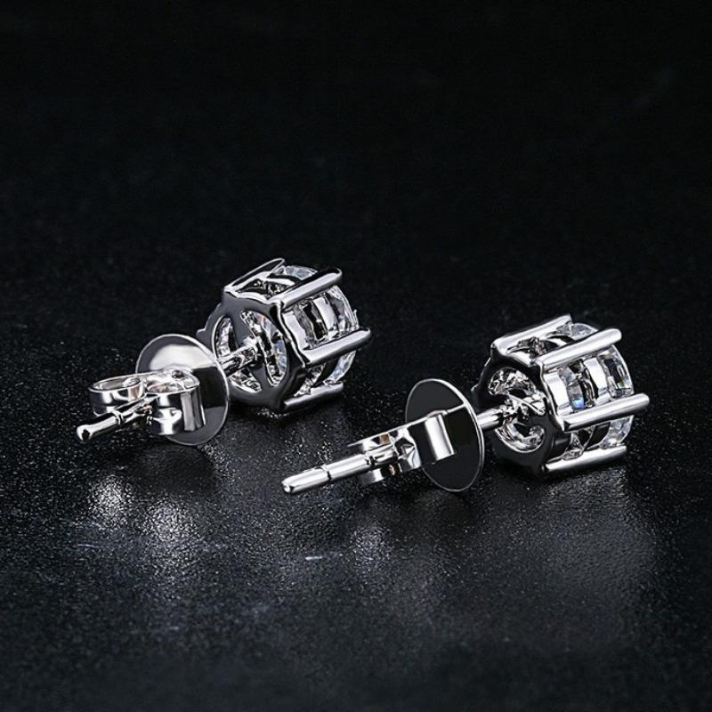 1 пара изысканных круглых серег с шестью когтями с блестящим цирконом, что делает их универсальными и модными для повседневной женской носки