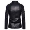 Мужская кожаная куртка Мужская верхняя куртка Slim Fit Casual Leather Jacket