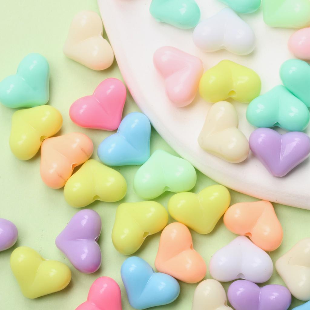 Ювелирные аксессуары цвета макарон, средние бусины в виде сердца, ожерелье, изготовление модных украшений «сделай сам», персиковый браслет, 20 шт., кремовый браслет