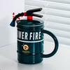 Ceramic Coffee Mug 450ml Funny Flame Extinguisher Cup with Lid Ice Chocolate Milk Beverage Mug Creative Gift for Men Women