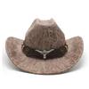 Шляпа ковбоя в стиле вестерн с ремешком из роговой кожи, замшевая, текстурированная, мужская и женская, винтажная, с большим карнизом, для улицы, в стиле джаз