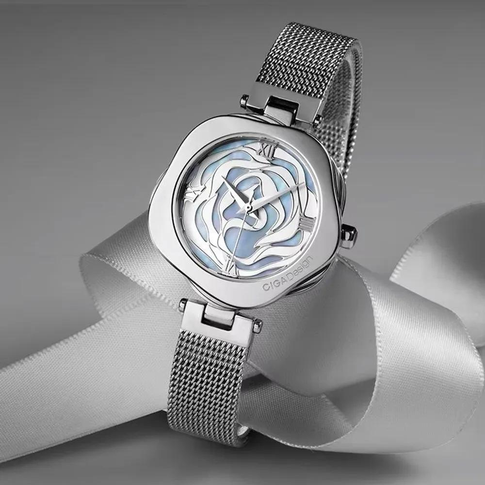 CIGA Design Наручные часы Серия R Датская роза Женские модные часы Женские роскошные часы Часы