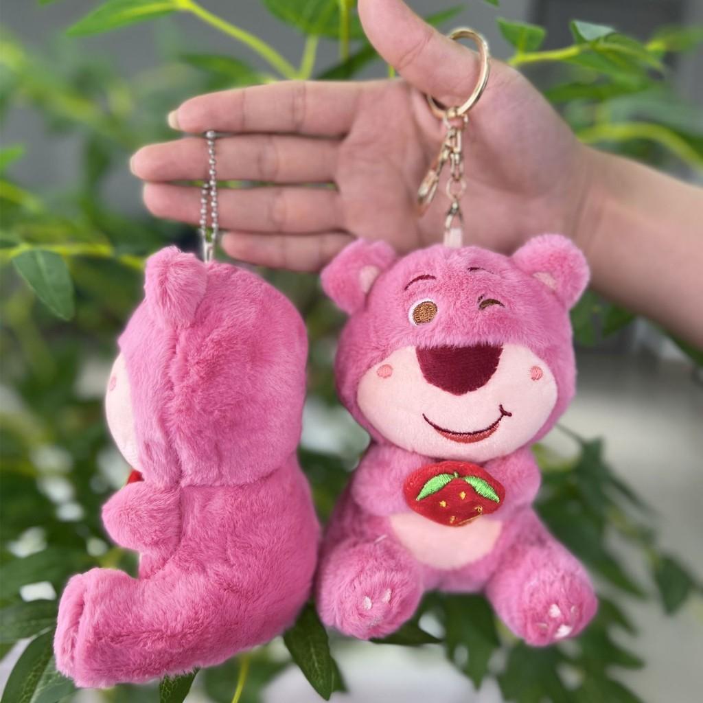 Pink Strawberry Adorable Bear Plush Toy Pendant Keychains Bags Accessories Girls