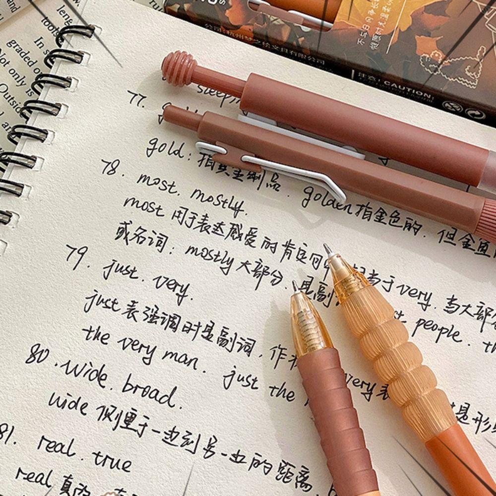 4PCS/Box 0.5mm Black Ink Gel Pen Press Type Ballpoint Pen Cartoon Writing Tool  School Office