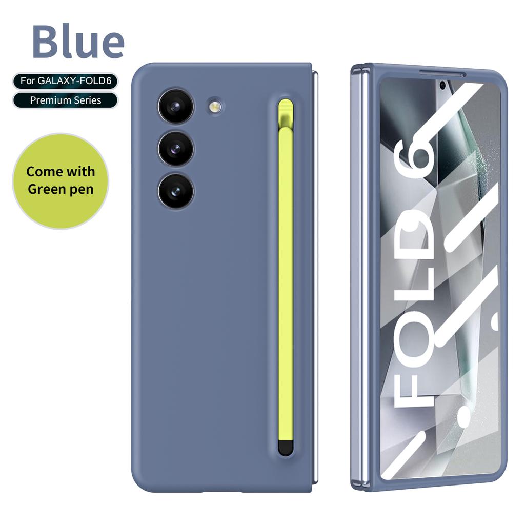 Пластиковый чехол для телефона с гнездом для ручки для Samsung Galaxy Z Fold 6 5 4 Fold6 Fold5 Fold4 Fold3 Защитная пленка для стекла, включая ручку
