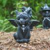 Статуя садового котенка, волшебная кошка, поделки из смолы, украшения в виде животных, скульптура кошки-ведьмы