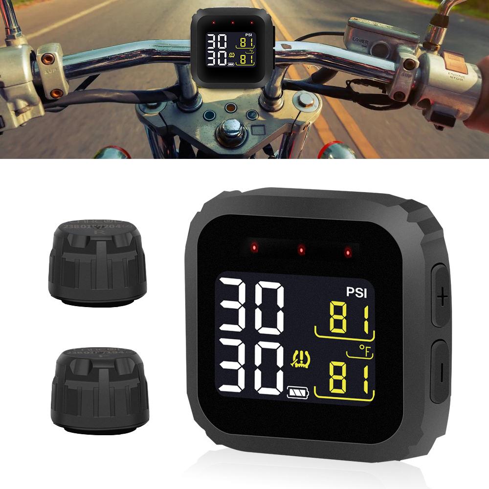 M3 Moto Беспроводная сигнализация температуры мотоцикла TPMS в режиме реального времени Цифровая водонепроницаемая система контроля давления в шинах ЖК-дисплей