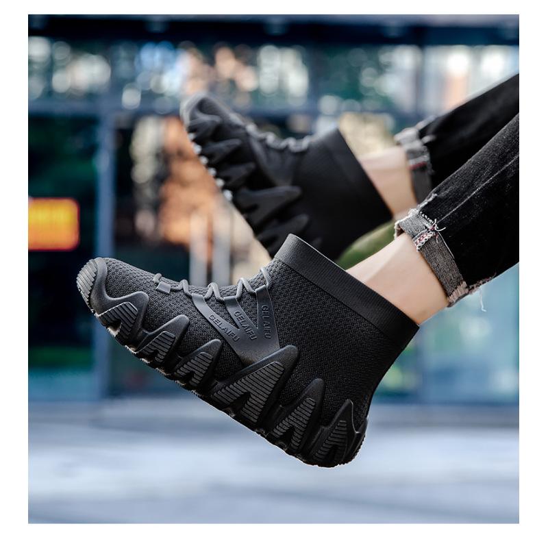 ПВХ водонепроницаемые мужские зимние ботинки с утолщенной подошвой нескользящие модные для отдыха с подкладкой тепло