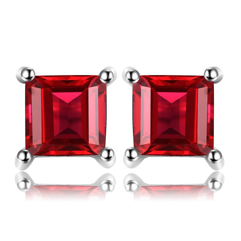 JewelryPalace Square Genuine Blue Topaz Amethyst Citrine Garnet Created Sapphire Ruby Emerald 925 Sterling Silver Stud Earrings