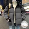 Зимняя новая мужская корейская версия контрастного цвета с капюшоном, утолщенная и теплая 90% белая утиная пуховая куртка в том же стиле для пар в стиле знаменитостей из Интернета