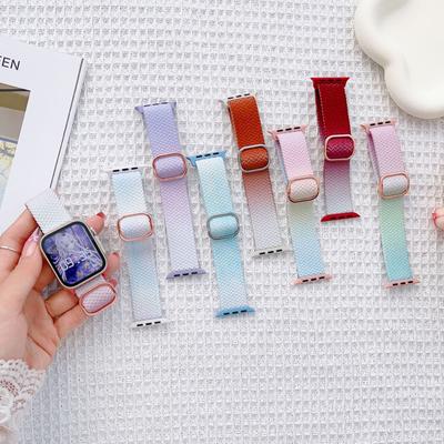 Новый ремешок для Apple Watch Ultra 49 мм 44 мм 40 мм 45 мм 41 мм 42 мм 38 Радужный вязаный ремешок для iWatch Series 8 7 6 5 SE 4 3 браслет