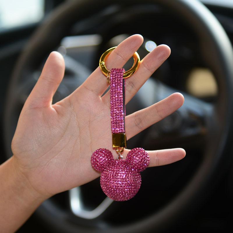 Высококачественный брелок-подвеска со стразами Голова Микки Брелки Коготь Блеск Хрустальный Шар Брелок Автоаксессуары Модные Украшения