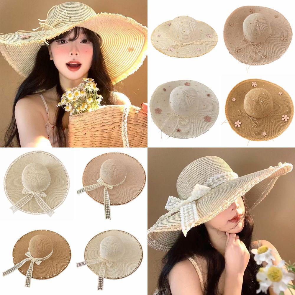 Multicolor Straw Hat Big Brim Sun Block Hat Fashion Beach Hat Summer