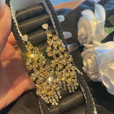 Серьги с бахромой из светлого, цветного треугольного циркония, блестящие серьги с микроинкрустацией, высококачественные свадебные украшения.