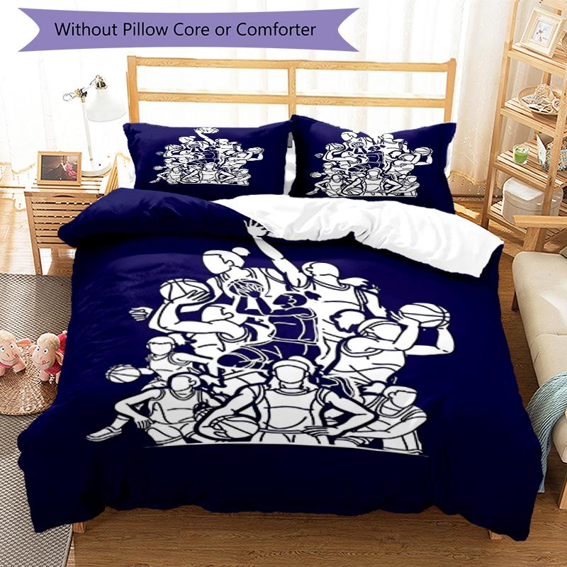 3pcs basketball Bedding Set Duvet Cover Closure Includes 1 Duvet Cover & 2 Pillowcases, Soft and Comfortable for All Seasons.