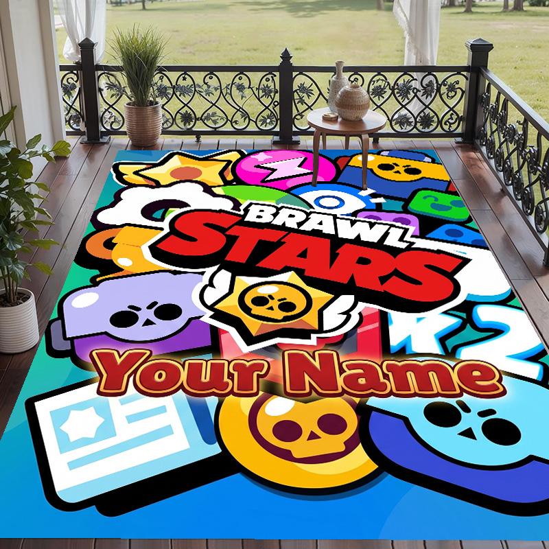 Custom Text Printed Rug Brawl Stars Non Slip Floor Carpet For Home Room Decor