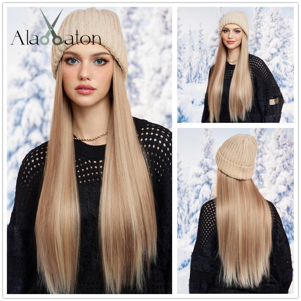 ALAN EATON Шляпа, парики, шапка с волосами, светлый цвет, парик, черная шляпа, соединение, синтетические наращивание волос для женщин, повседневная вечеринка, высокотемпературное волокно