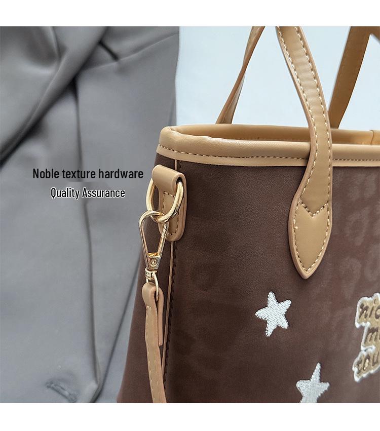 2025 Осень/Зима Ретро Леопардовый Принт Женская Универсальная Сумка-Ведро - Простая Повседневная Сумка Кроссбоди и На Плечо