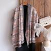 Literary Retro Style Contrasting Double-Sided Scarf, Winter High-End Warm Shawl