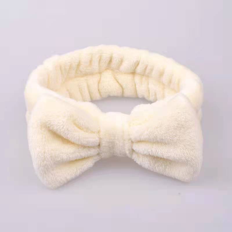 European and American Coral Fleece Bow Headband Ladies Wide-brimmed Wash Solid Color Headband