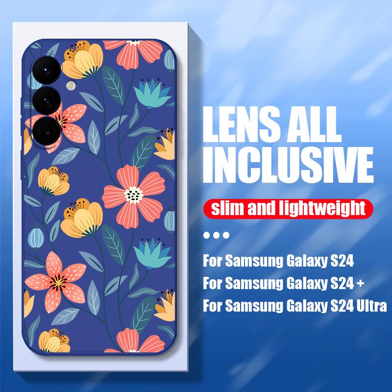 Flower Painted Shell For Samsung Galaxy S24 S22 Ultra Plus S23 S21 S20 Fe A52 A53 A54 A34 14 5g A51 A32 A13 4g Slim Shockproof Tpu Hybrid Case Cover